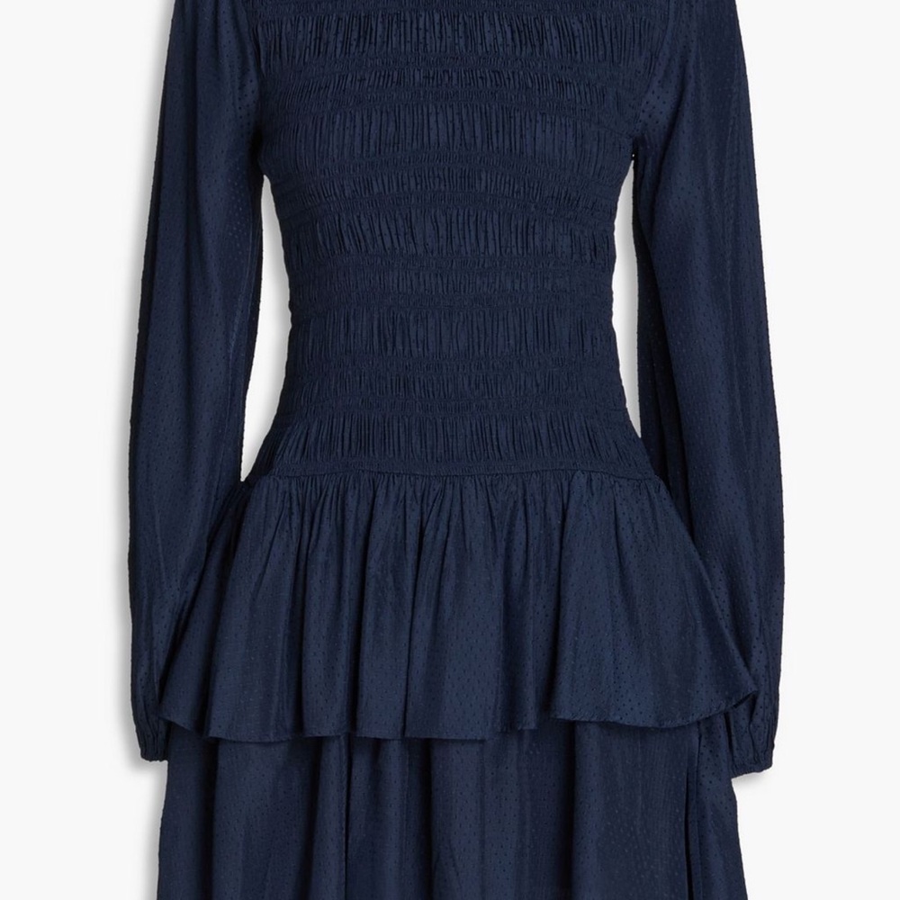 NWT Maje Dotted Long-Sleeve Dress in Navy